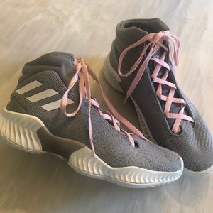 High top gray Adidas basketball shoes. Size US 7.5